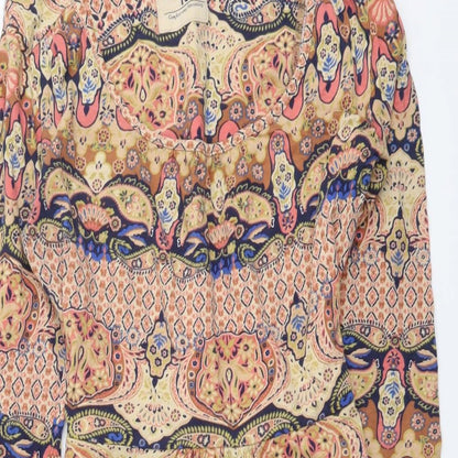 TU Womens Beige Geometric Cotton A-Line Size 10 Scoop Neck Pullover