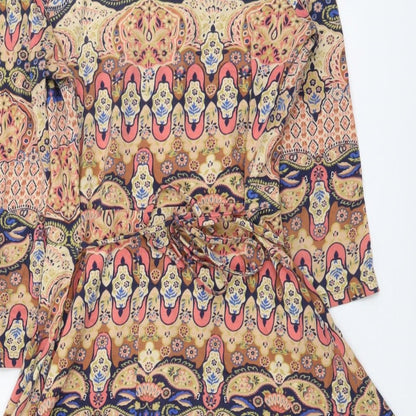 TU Womens Beige Geometric Cotton A-Line Size 10 Scoop Neck Pullover