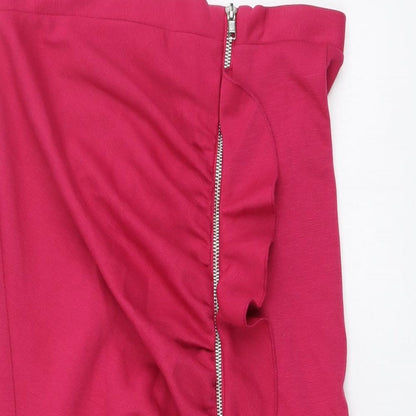 River Island Womens Pink Polyester A-Line Skirt Size 8 Zip