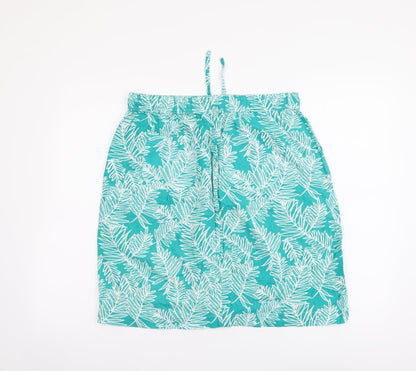 Stock Shop Womens Green Floral Cotton A-Line Skirt Size 14 Drawstring