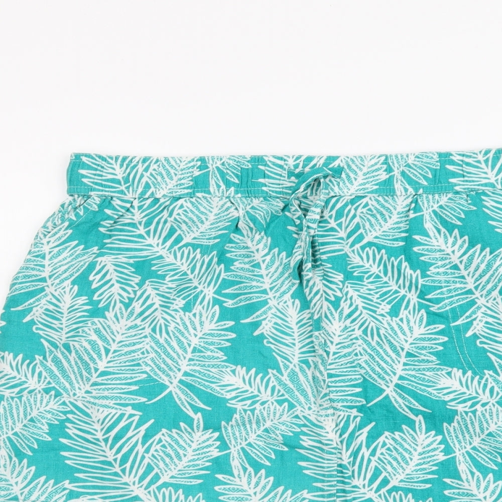 Stock Shop Womens Green Floral Cotton A-Line Skirt Size 14 Drawstring