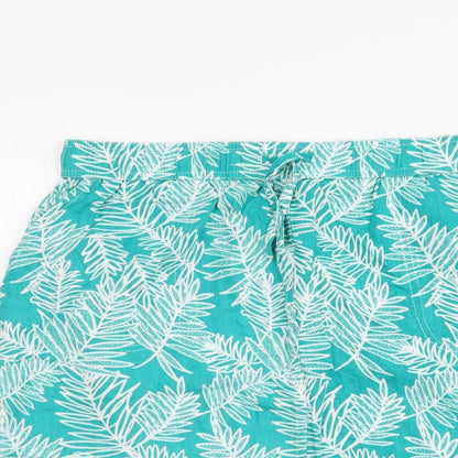 Stock Shop Womens Green Floral Cotton A-Line Skirt Size 14 Drawstring