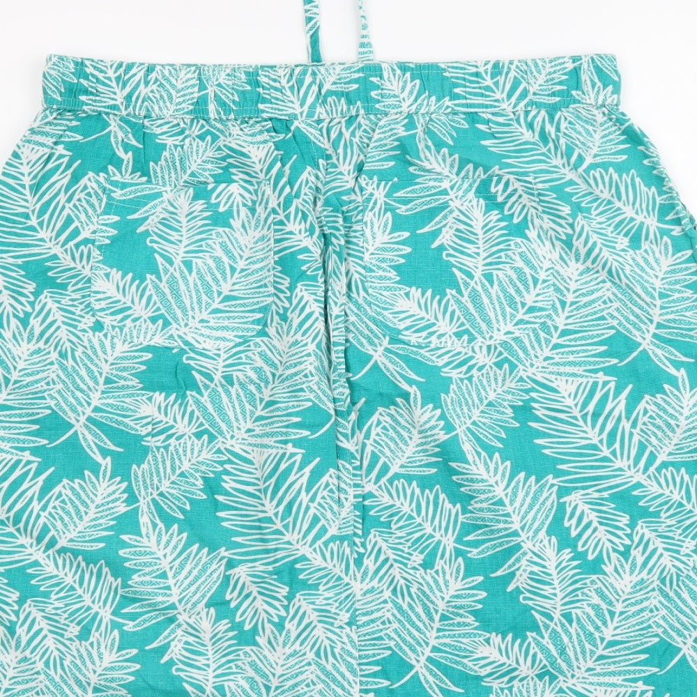 Stock Shop Womens Green Floral Cotton A-Line Skirt Size 14 Drawstring