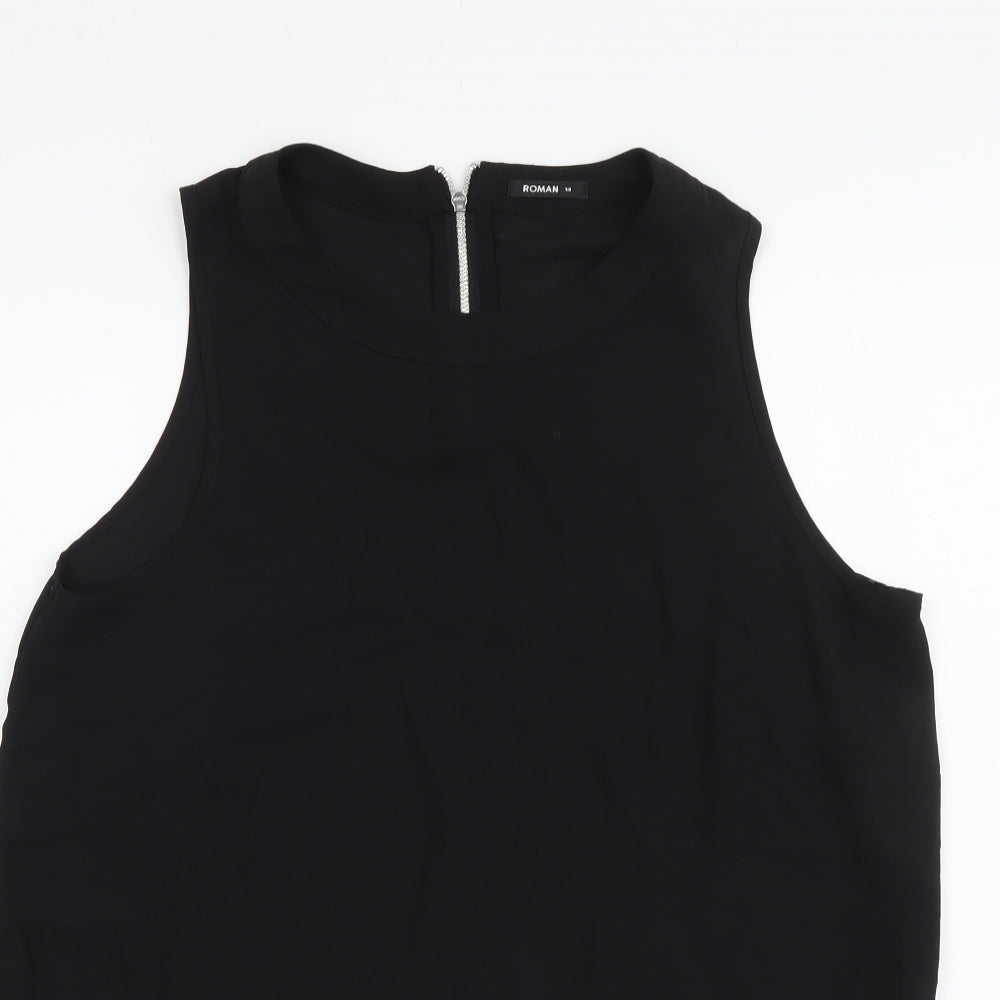 Womens UK Size 14 Roman Black Basic T-Shirt