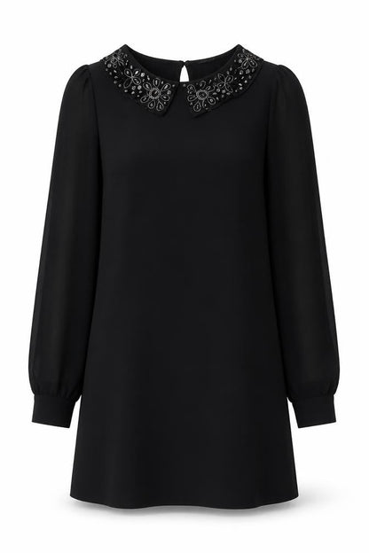 Dorothy Perkins Womens Black Polyester A-Line Size 8 Collared Pullover