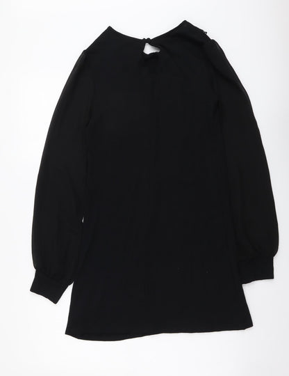 Dorothy Perkins Womens Black Polyester A-Line Size 8 Collared Pullover