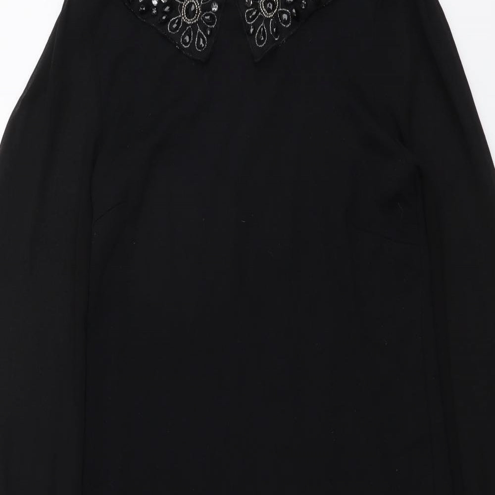 Dorothy Perkins Womens Black Polyester A-Line Size 8 Collared Pullover