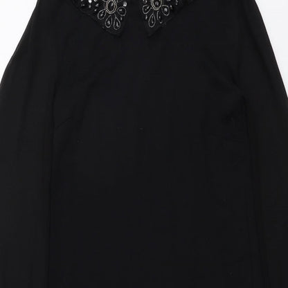 Dorothy Perkins Womens Black Polyester A-Line Size 8 Collared Pullover