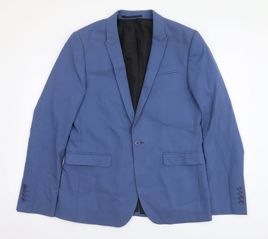 ASOS Mens Blue Polyester Jacket Suit Jacket Size S