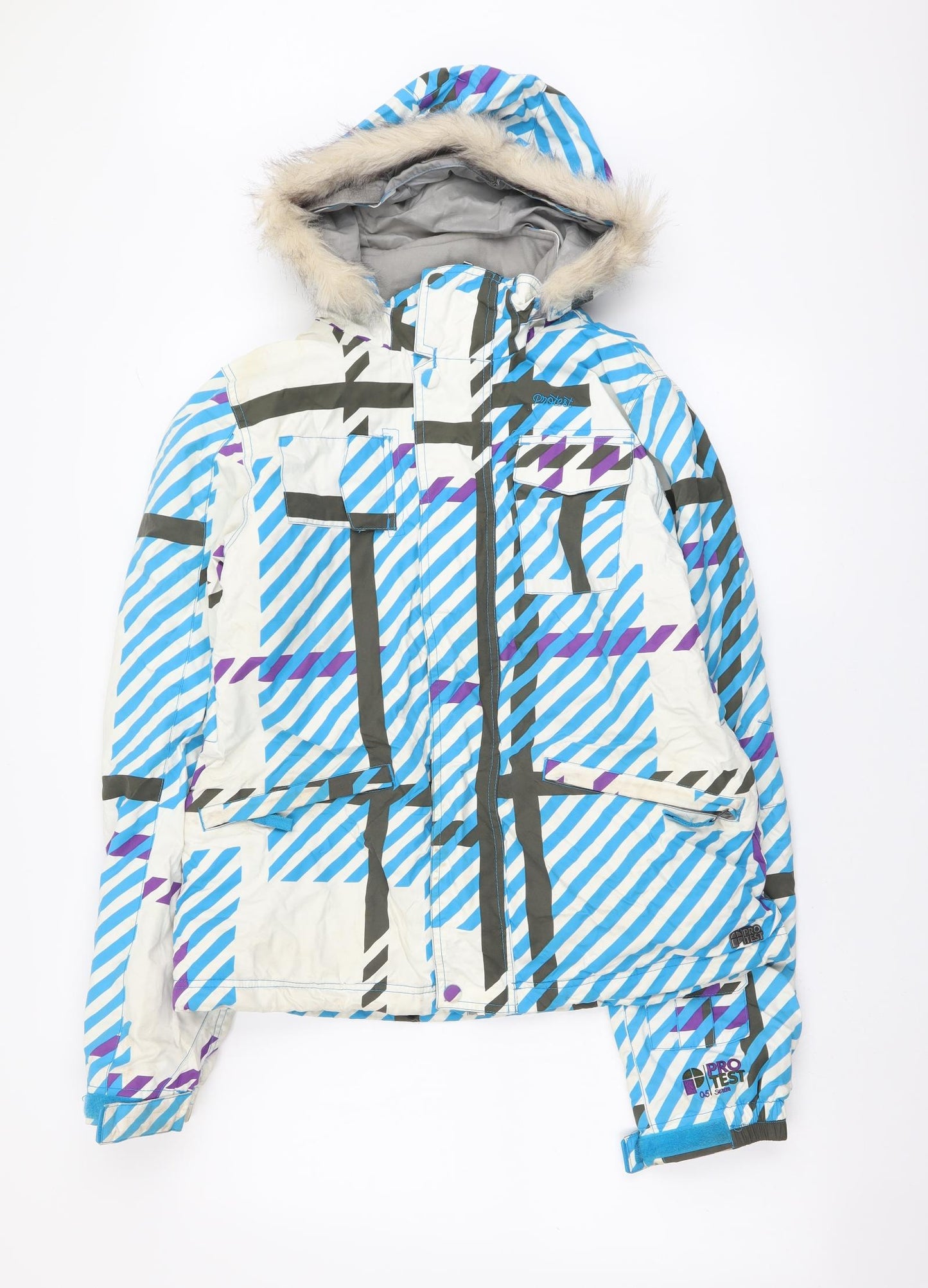Womens UK Size S Protest Multicoloured Rain Coat
