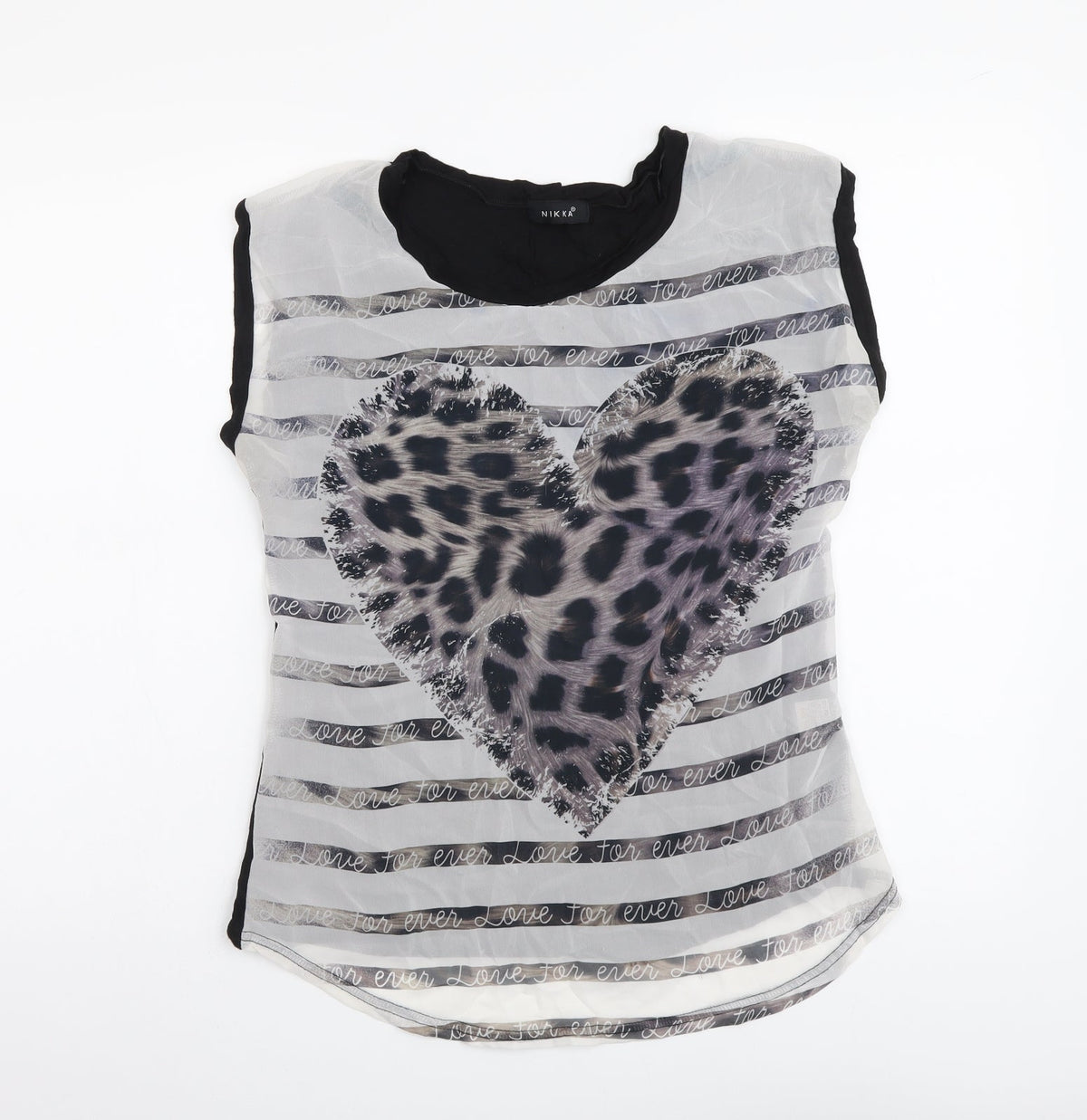 Nikka Womens Multicoloured Geometric Polyester Basic T-Shirt Size M Boat Neck