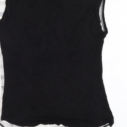 Nikka Womens Multicoloured Geometric Polyester Basic T-Shirt Size M Boat Neck