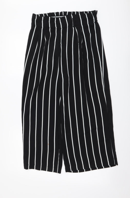 Stradivarius Womens Black Striped Polyester Trousers Size M L20 in Regular