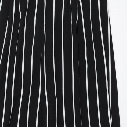 Stradivarius Womens Black Striped Polyester Trousers Size M L20 in Regular