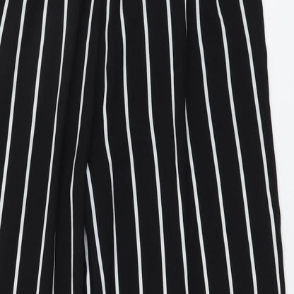 Stradivarius Womens Black Striped Polyester Trousers Size M L20 in Regular