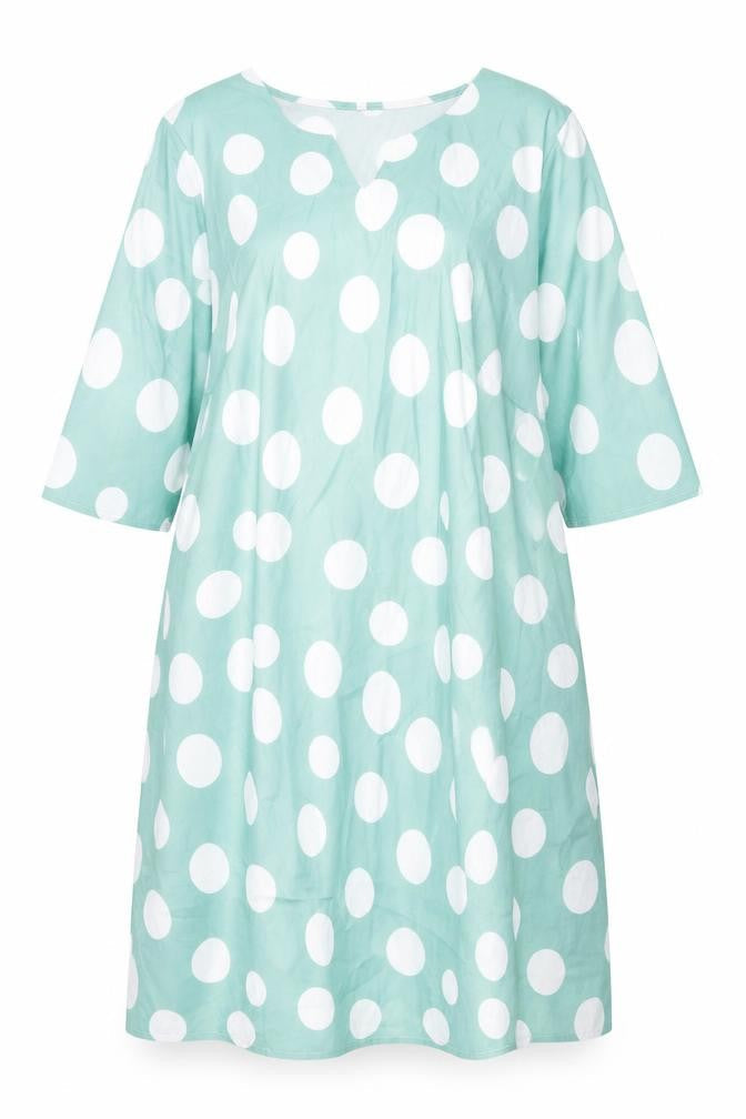 Preworn Womens Green Polka Dot Polyester A-Line Size 2XL V-Neck Pullover