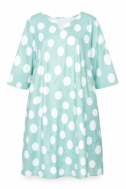 Preworn Womens Green Polka Dot Polyester A-Line Size 2XL V-Neck Pullover