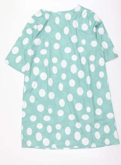 Preworn Womens Green Polka Dot Polyester A-Line Size 2XL V-Neck Pullover