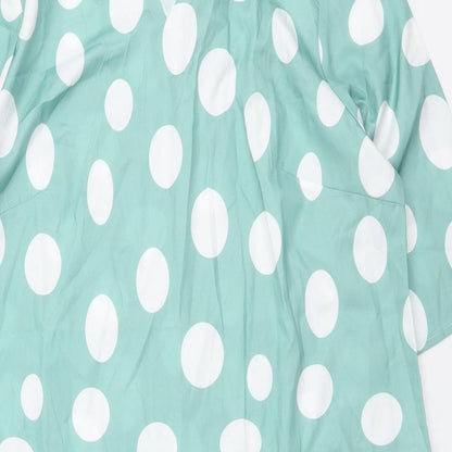 Preworn Womens Green Polka Dot Polyester A-Line Size 2XL V-Neck Pullover