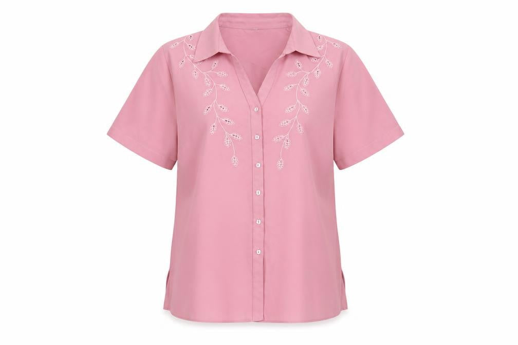 Womens UK Size 14 Berkertex Pink Basic Button-Up