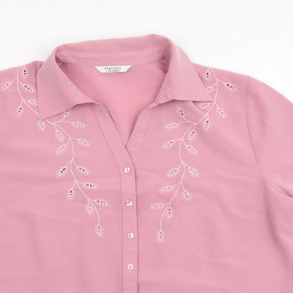 Berkertex Womens Pink Polyester Basic Button-Up Size 14 Collared