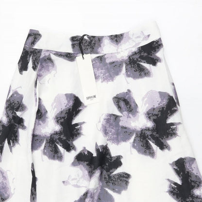 Sophyline Womens White Floral Polyester Flare Skirt Size S Zip