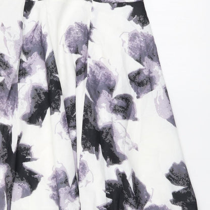 Sophyline Womens White Floral Polyester Flare Skirt Size S Zip