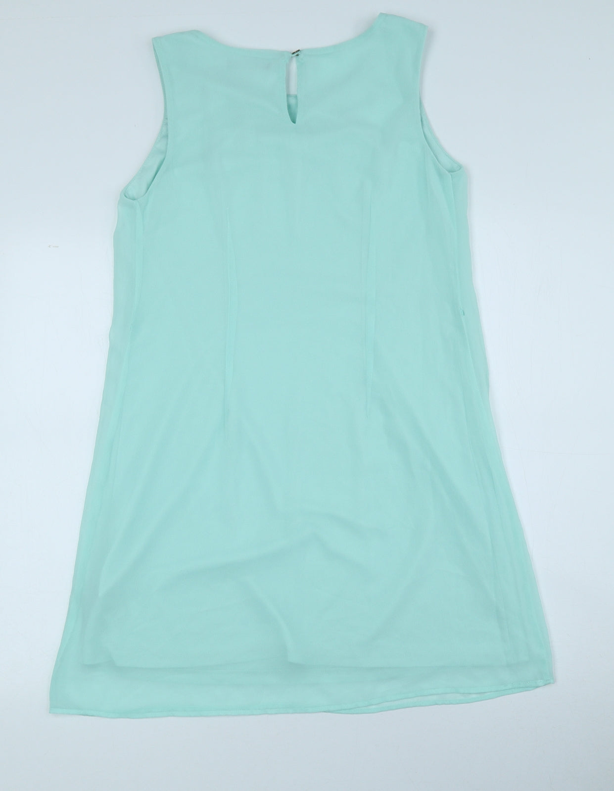 Atmosphere Womens Blue Polyester Shift Size 8 Round Neck Button