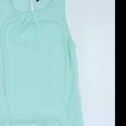 Atmosphere Womens Blue Polyester Shift Size 8 Round Neck Button