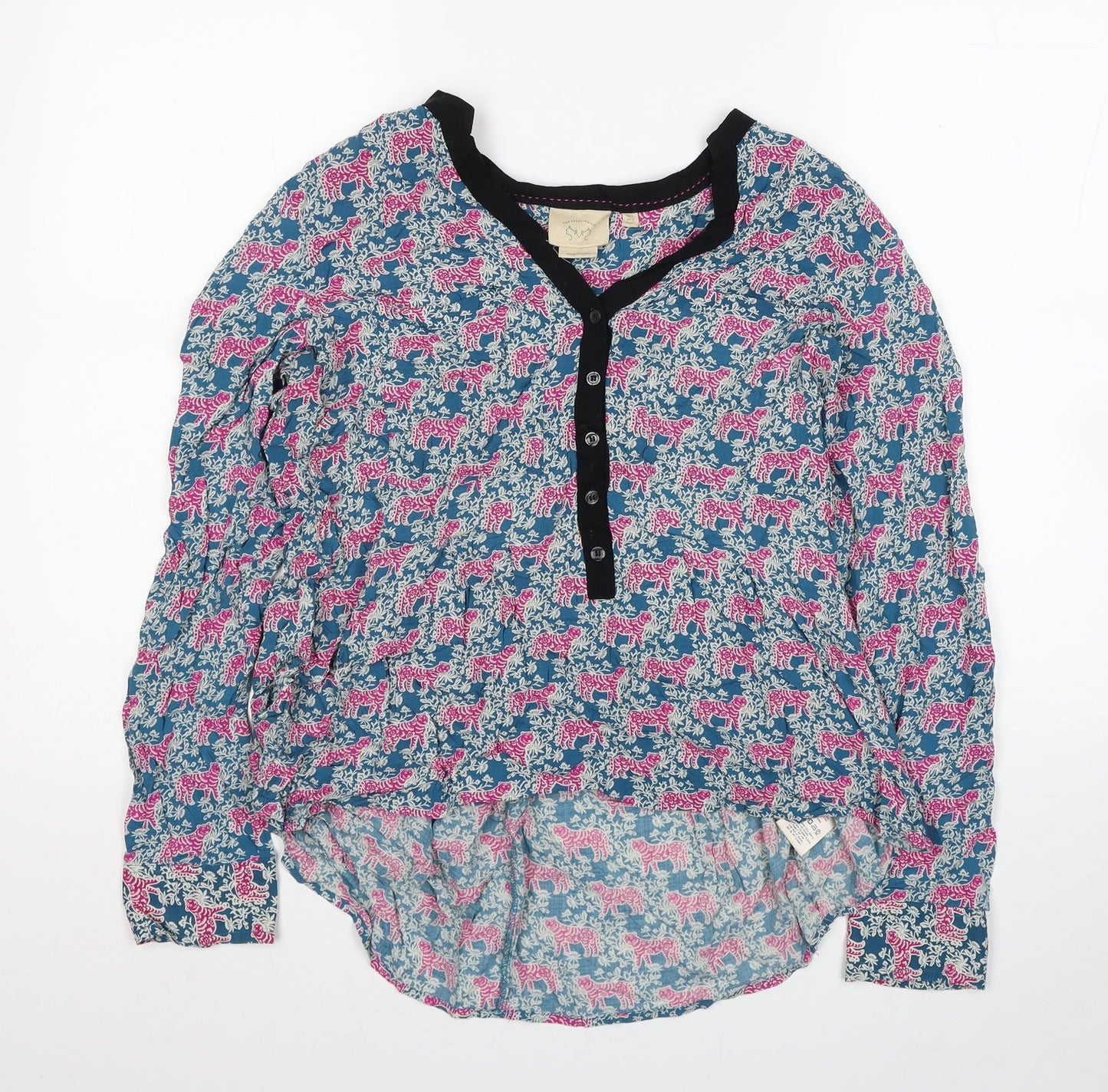 Vanessa Virginia Womens Multicoloured Floral Viscose Basic T-Shirt Size 14 V-Neck - Asymmetric Tigers