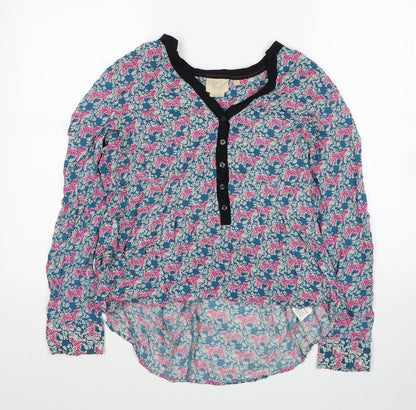 Vanessa Virginia Womens Multicoloured Floral Viscose Basic T-Shirt Size 14 V-Neck - Asymmetric Tigers