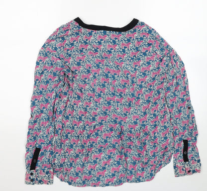 Vanessa Virginia Womens Multicoloured Floral Viscose Basic T-Shirt Size 14 V-Neck - Asymmetric Tigers