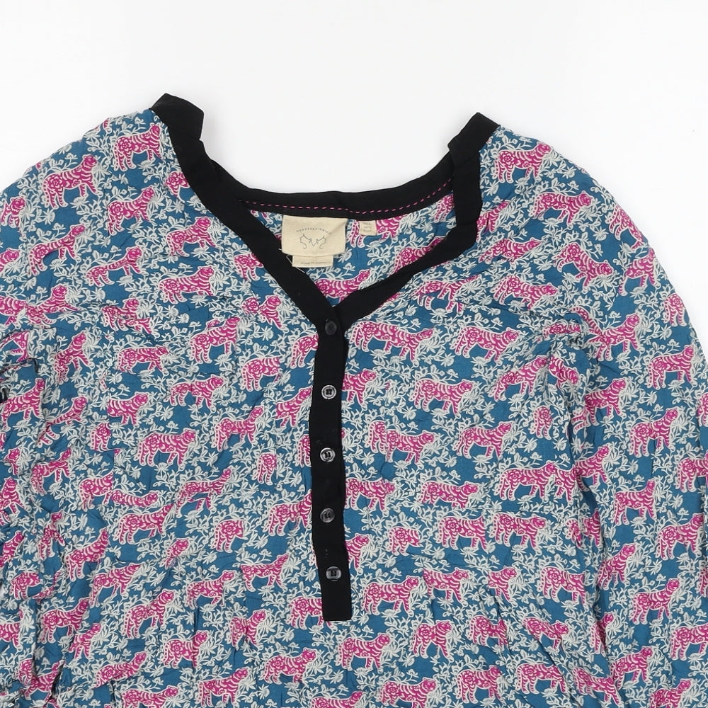 Vanessa Virginia Womens Multicoloured Floral Viscose Basic T-Shirt Size 14 V-Neck - Asymmetric Tigers