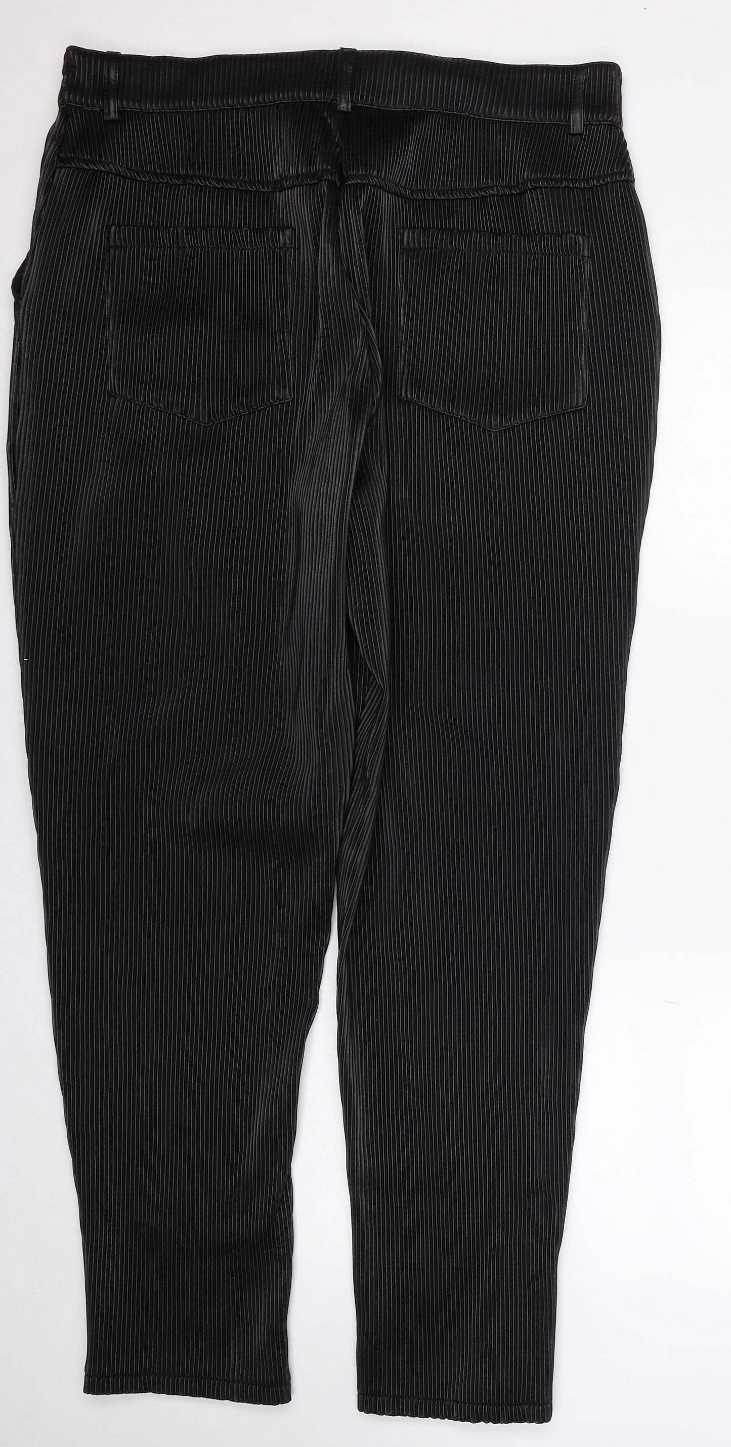 Boohoo Man Mens Black Cotton Dress Pants Trousers Size 36 in L30 in Regular Zip - Ribbed