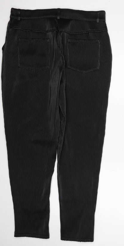 Boohoo Man Mens Black Cotton Dress Pants Trousers Size 36 in L30 in Regular Zip - Ribbed