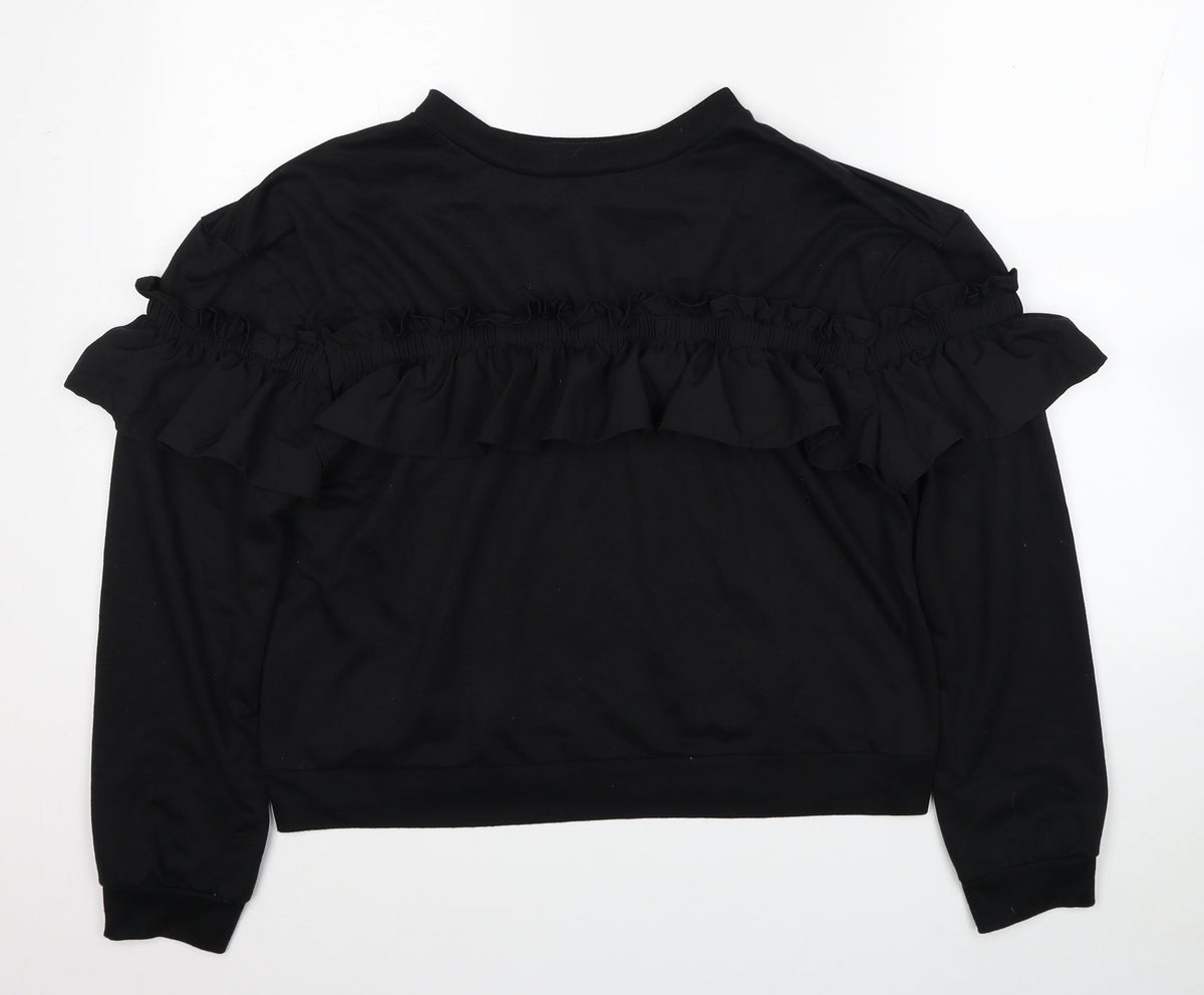 SheIn Womens Black Polyester Pullover Sweatshirt Size L Pullover