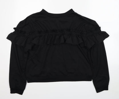 SheIn Womens Black Polyester Pullover Sweatshirt Size L Pullover