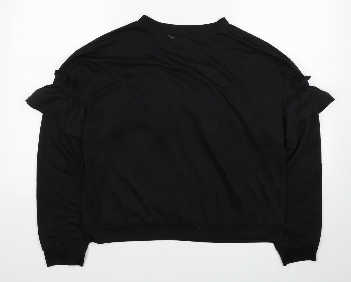SheIn Womens Black Polyester Pullover Sweatshirt Size L Pullover