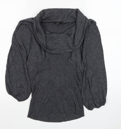 Womens UK Size 10 Topshop Grey Jersey Blouse