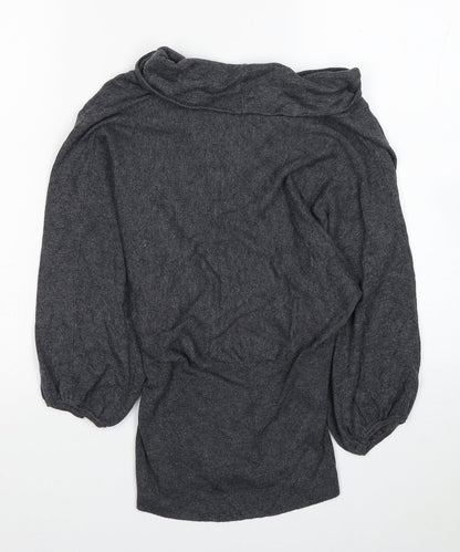 Womens UK Size 10 Topshop Grey Jersey Blouse