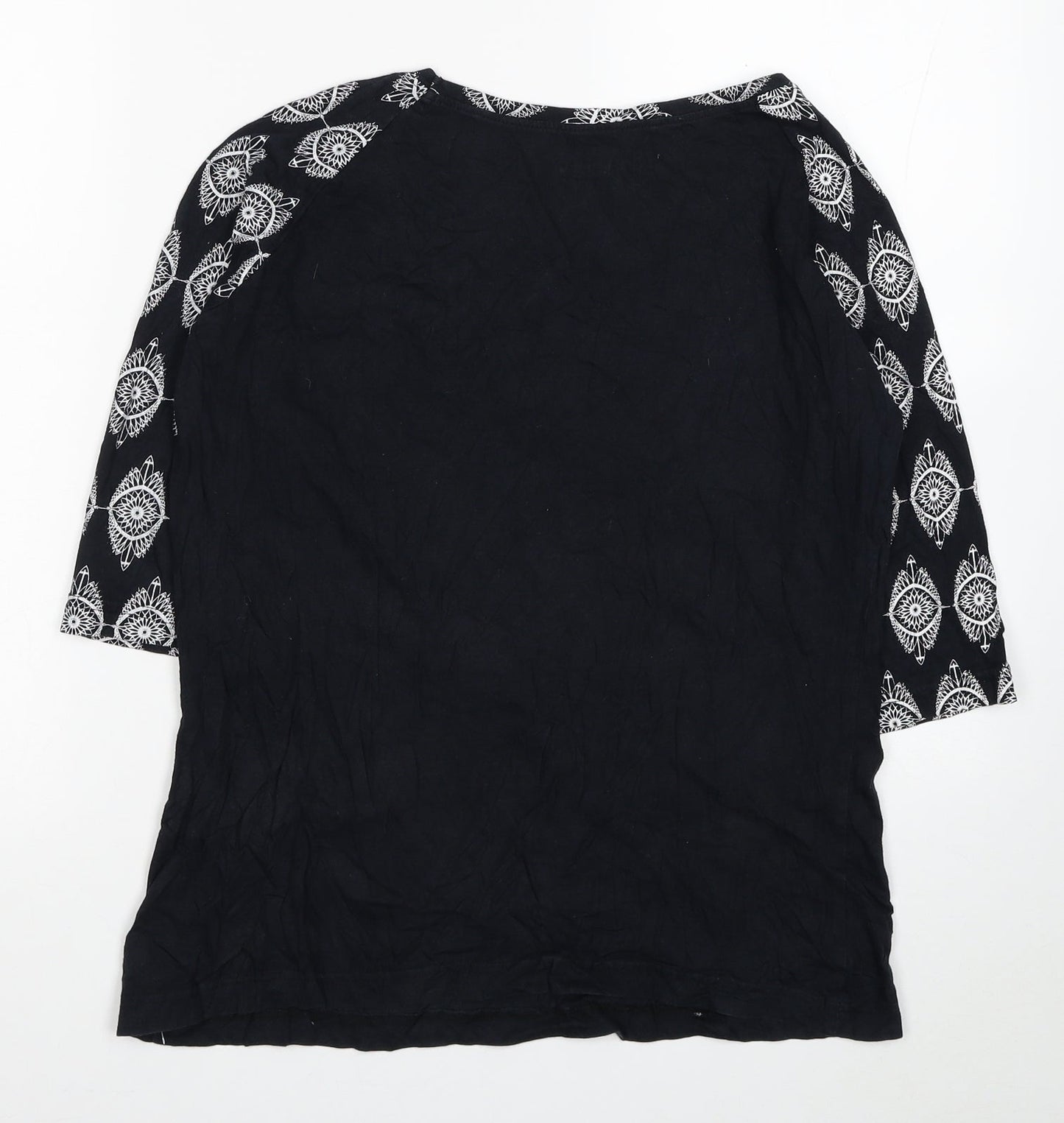 Goticana Womens Black Geometric Cotton Basic Blouse Size S Scoop Neck - Triangle Eye Cross