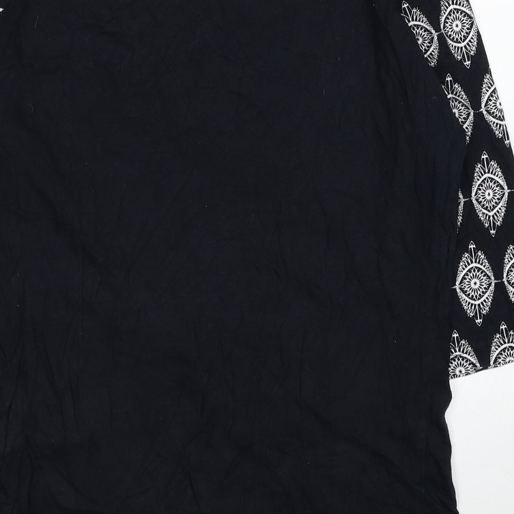 Goticana Womens Black Geometric Cotton Basic Blouse Size S Scoop Neck - Triangle Eye Cross