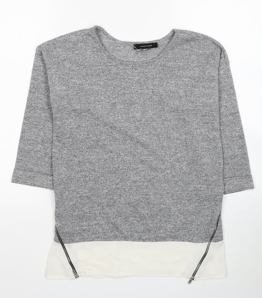 Womens UK Size 6 Atmosphere Grey Jersey Blouse