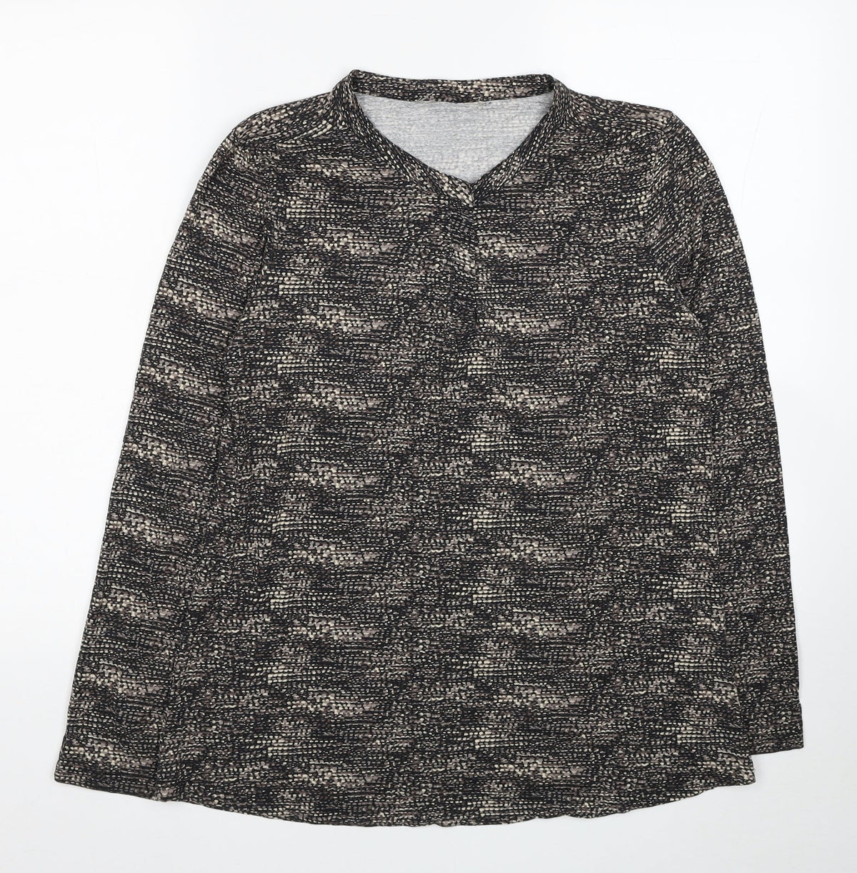Skopes Womens Brown Geometric Viscose Basic T-Shirt Size 10 Round Neck