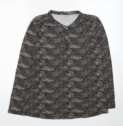 Skopes Womens Brown Geometric Viscose Basic T-Shirt Size 10 Round Neck