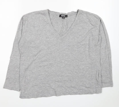 Missguided Womens Grey Cotton Basic T-Shirt Size 10 V-Neck
