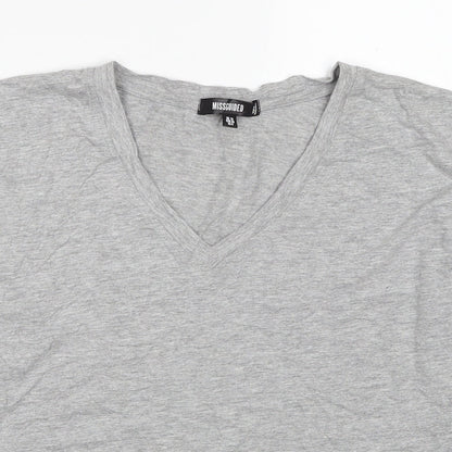 Missguided Womens Grey Cotton Basic T-Shirt Size 10 V-Neck