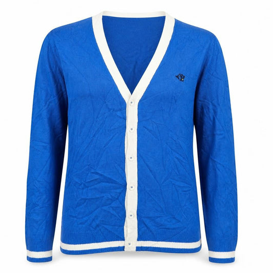 Lee Cooper Womens Blue V-Neck Acrylic Cardigan Jumper Size L