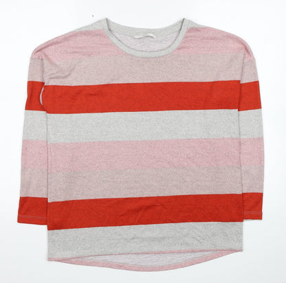 TU Womens Multicoloured Scoop Neck Striped Polyester Pullover Jumper Size 12