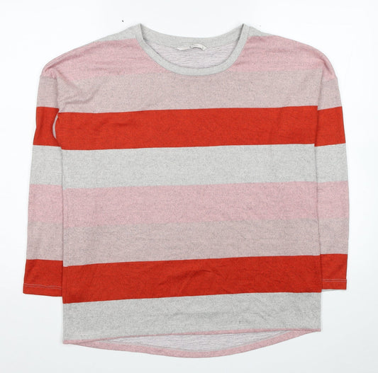 TU Womens Multicoloured Scoop Neck Striped Polyester Pullover Jumper Size 12